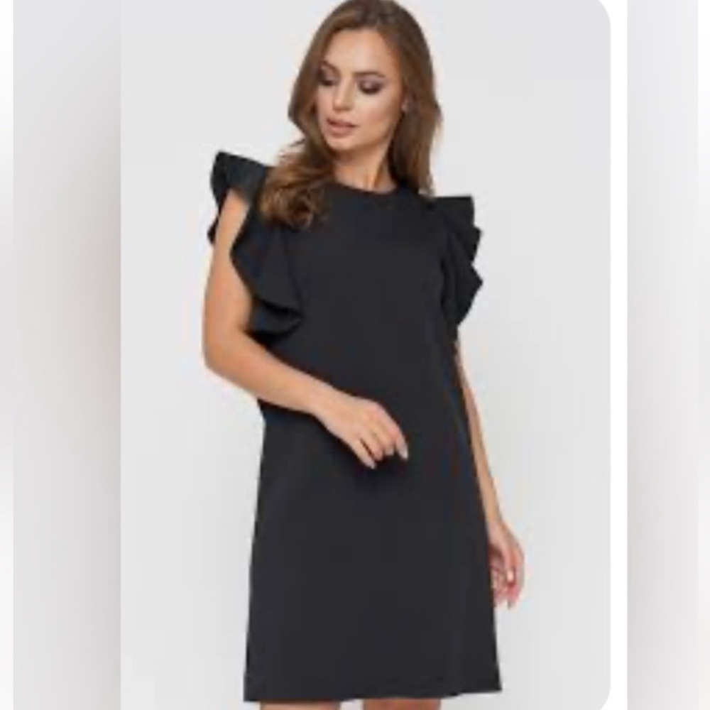Banana Republic Black Ruffled Mini Sheath Dress